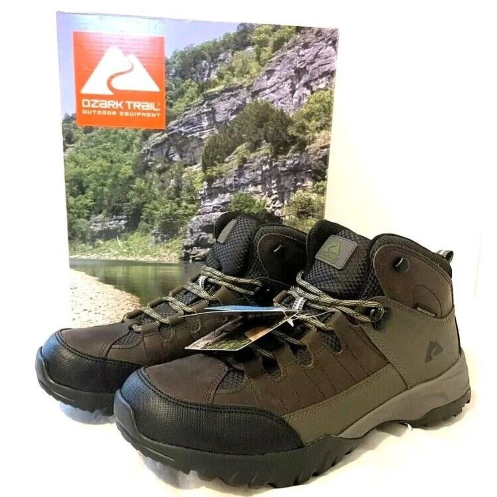 NEW Ozark Trail Men's Hikers Waterproof Brown Leather Boots - MEADOWS Size 13
